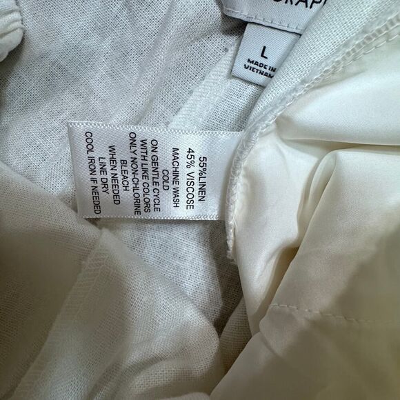 calligraphie linen pants size large cream beach vacation resort - Picture 7 of 8